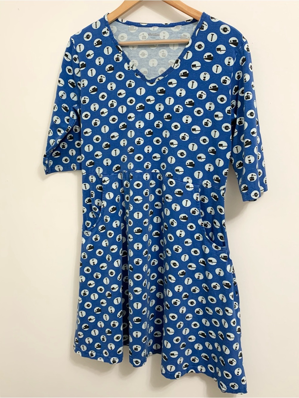 Svaha Simple Machines Organic Cotton Dress 3/4 sleeve 2 Pockets Womens 14 STEM